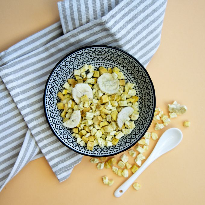 Gefriergetrocknete Früchte ohne Zusätze Bananen Aprikosen Ananas