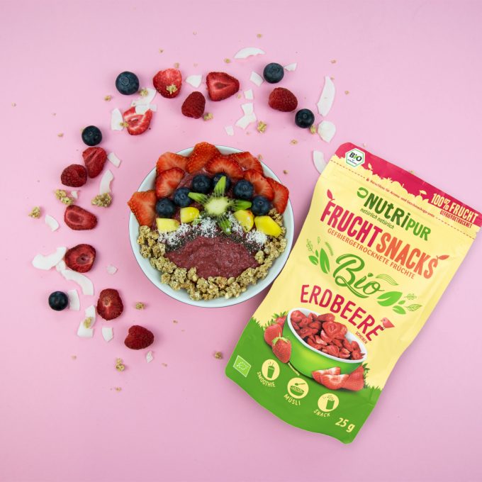 Gefriergetrocknete Früchte ohne Zusätze BIO natürlich Erdbeere Smoothie Bowl