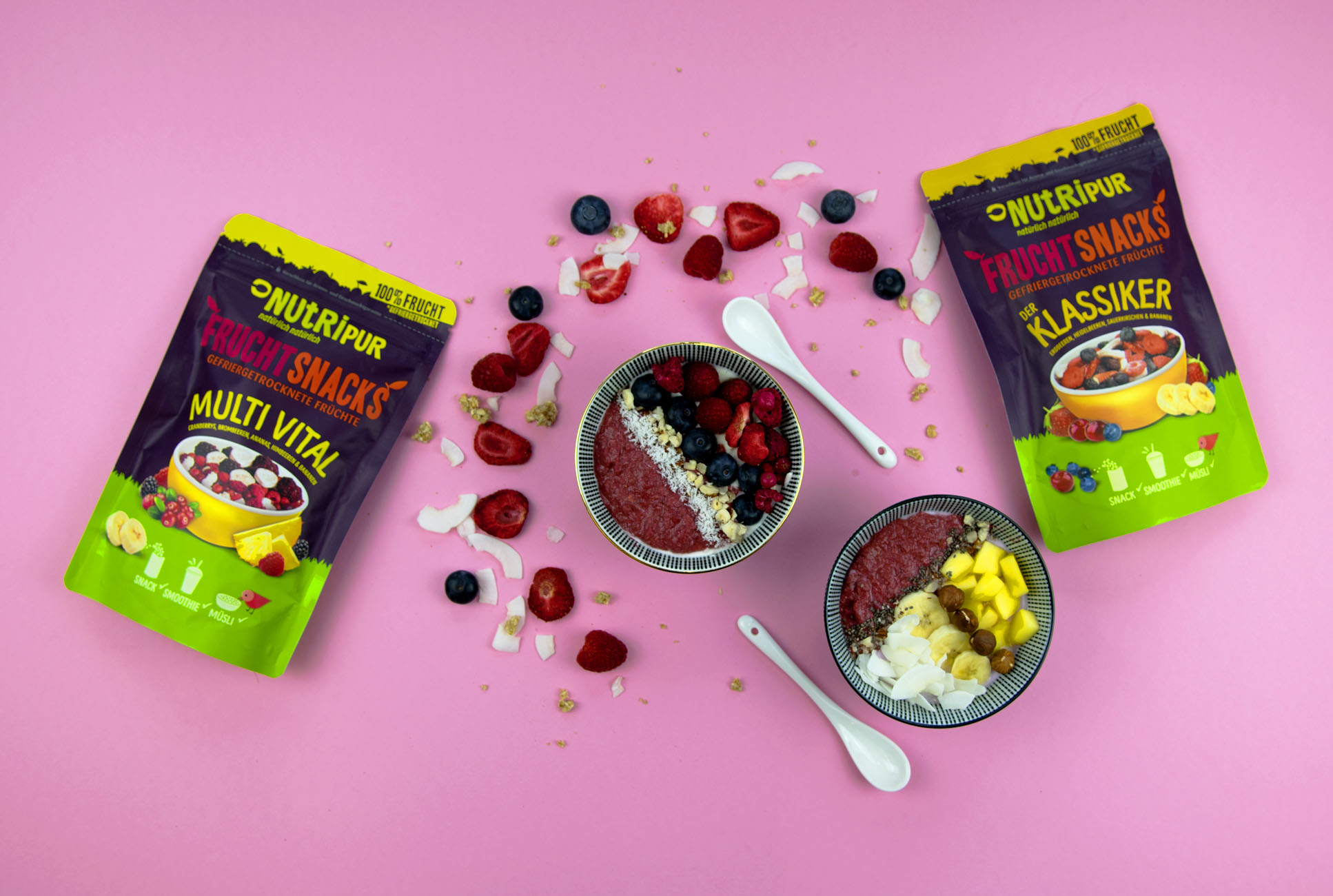 NutriPur_Gefriergetrocknet_Smoothie Bowl_Superfood Gefriergetrocknete Früchte ohne Zusätze Fruchtmischung Beerenmischung natürlich