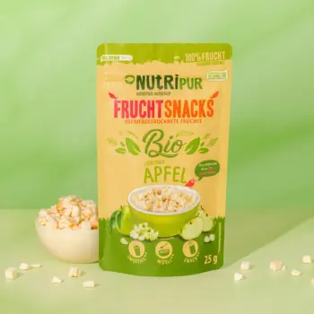 Produktbild der gefriergetrockneten Bio-Apfelstücke von NutriPur