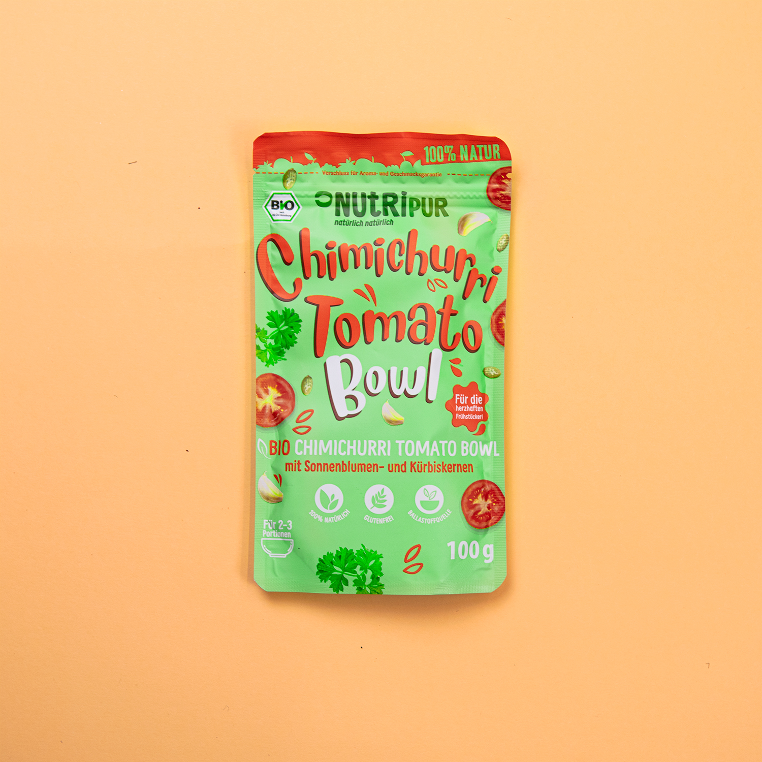 Smoothie Bowl gefriergetrocknet Tomate Chimichurri Frühstück