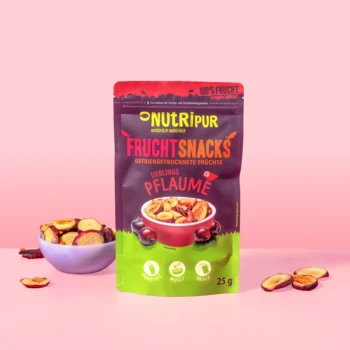 Hier ist ein Produktbild der gefriergetrockneten Pflaumen von Nutripur
