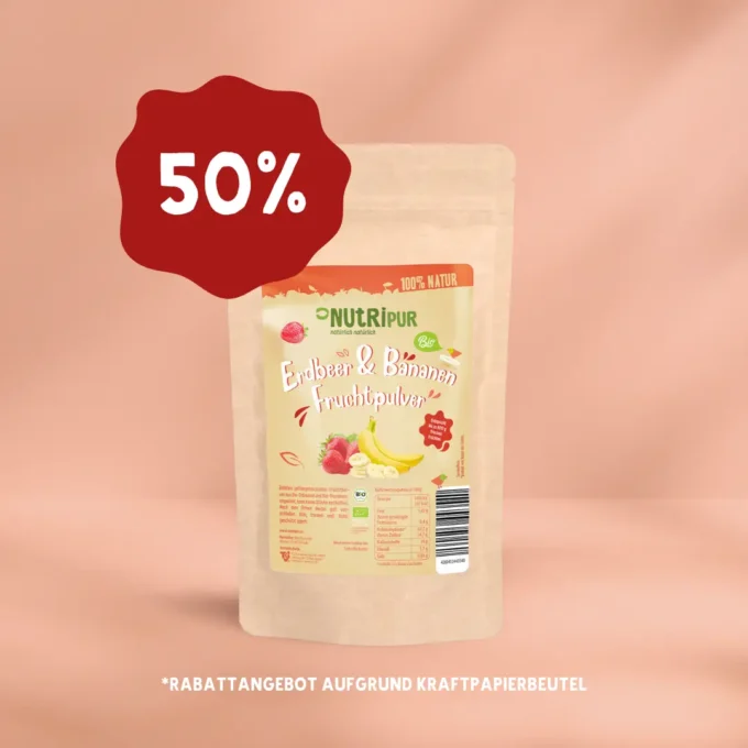 ANGEBOT! Fruchtpulver Erdbeeren & Bananen BIO, gefriergetrocknet