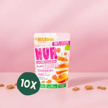 Produktbild des Angebots 10 x 35 Gramm NUR Frucht Softies Himbeere und Apfel mit Crispies