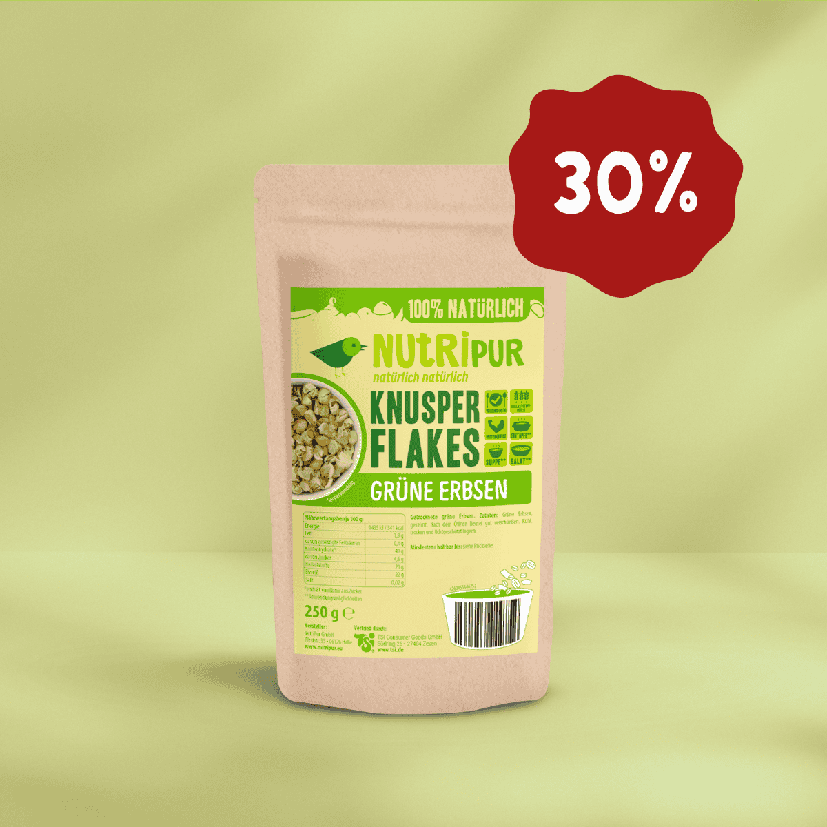 Hier ist ein Produktbild des Angebots Knusperflakes Grüne Erbsen 30 Prozent Rabatt
