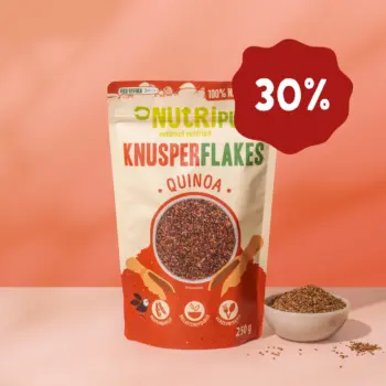 Hier ist ein Produktbild der Quinoa-Knusperflakes von Nutripur. Jetzt 30% Rabatt.