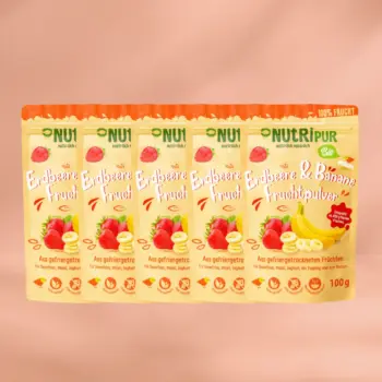 ANGEBOT! 5 x 100g Fruchtpulver Erdbeeren und Banane BIO, gefriergetrocknet