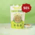 Produktbild der grünen Erbsen-Knusperflakes von NutriPur. Jetzt 50 Prozent Rabatt