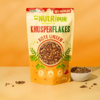Hier ist ein Produktbild der rote Linsen-Knusperflakes von NutriPur