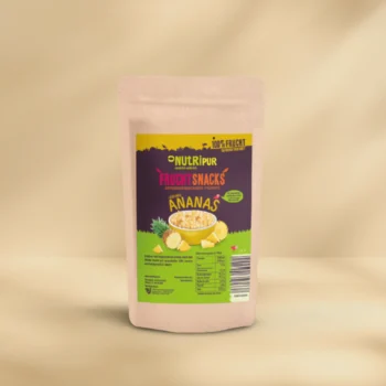 Hier ist ein Bild mit der Verpackung für gefriergetrocknete Ananasvon NutriPur