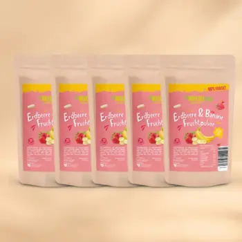 5 x 100g Fruchtpulver Erdbeeren & Bananen, gefriergetrocknet