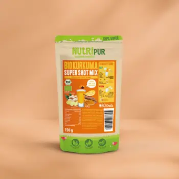 Hier ist ein Produktbild vom Supershot-Mix Bio-Kurkuma von NutriPur