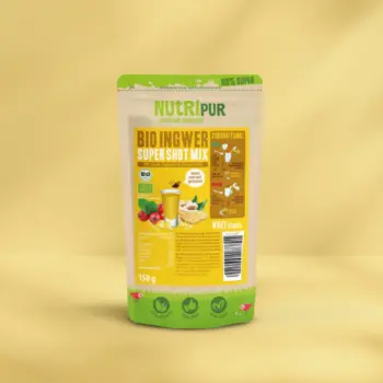 Hier ist ein Produktbild vom Supershot-Mix Bio-Ingwer von NutriPur.