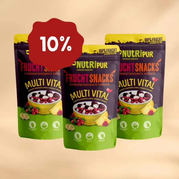 ANGEBOT! 3 x 100g Gefriergetrocknete Früchte, Multi Vital