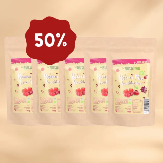 ANGEBOT! 5 x 100g Fruchtpulver Kirsch & Beeren Mix BIO, gefriergetrocknet