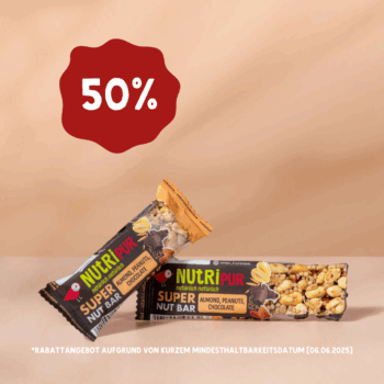 Produktbild Nussriegel Mandel, Erdnuss & Schoko mit 50% Rabatt gültig bis 6. Juni 2025 solange Vorrat reicht.