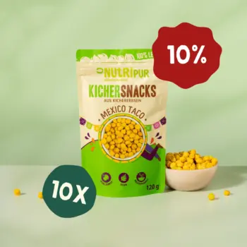 Hier ist ein Produktbild des Angebots 10 x 120 Gramm Kichererbsensnacks Mexico Taco