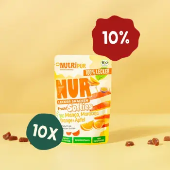 Hier ist ein Produktbild des Angebots 10 x 35 Gramm NUR Frucht Softies Mango, Maracuja, Orange BIO