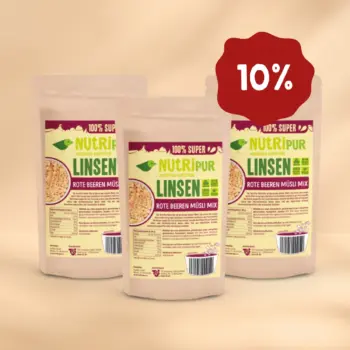 Hier ist ein Produktbild des Angebots 3 x 150 Gramm Linsen-Müsli rote Beeren