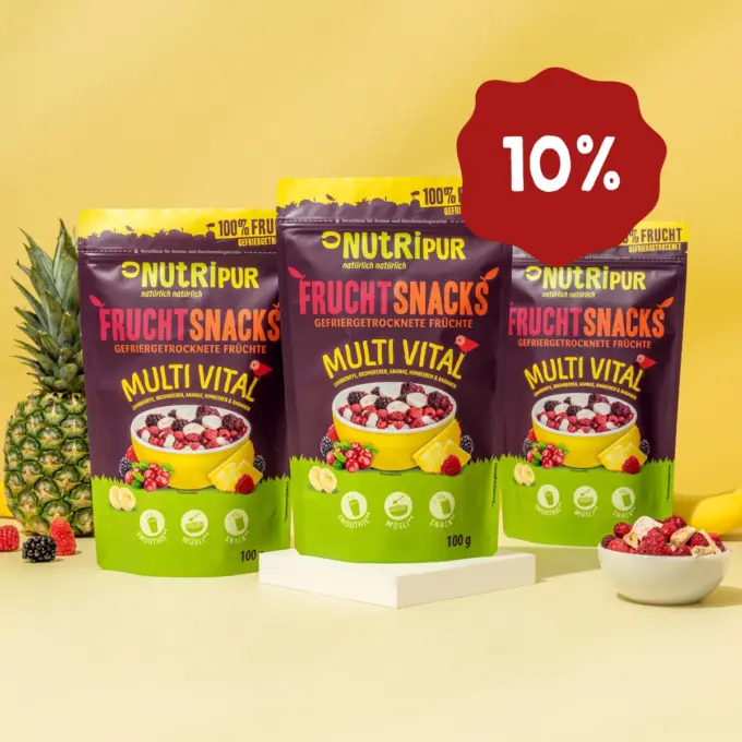 Hier ist ein Produktbild des Angebots gefriergetrocknete Früchte Multi Vital 3x100 Gramm