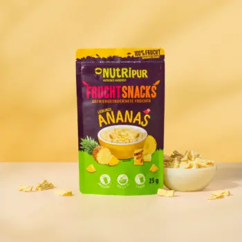 Hier ist ein Produktbild der gefriergetrockneten Ananas von Nutripur