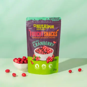 Hier ist ein Produktbild der gefriergetrockneten Cranberrys von Nutripur