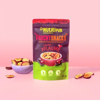 Hier ist ein Produktbild der gefriergetrockneten Pflaumen von Nutripur