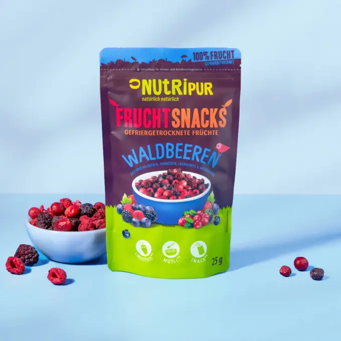 Hier ist ein Produktbild der gefriergetrockneten Waldbeeren von NutriPur