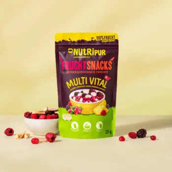 Hier ist ein Produktbild des gefriergetrockneten Fruchtmix "Multi Vital" von Nutripur