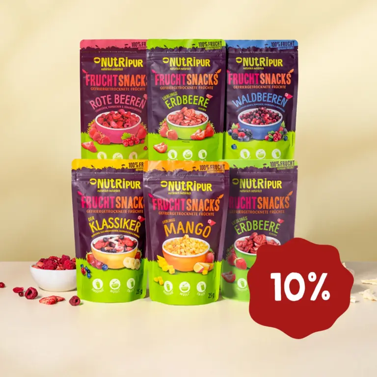 Hier ist ein Produktbild des Angebots gefriergetrocknete Früchte "Allerlei im SixPack" 6 Beutel je 25 Gramm