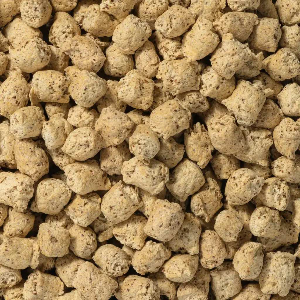 Ein Bild zeigt eine Makroaufnahme der Ackerbohnen Crispies von Nutripur