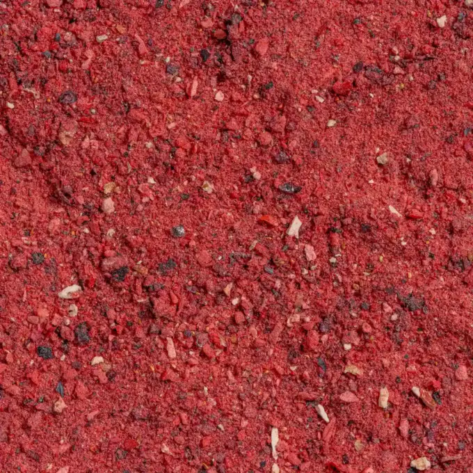 Ein Bild zeigt eine Makroaufnahme des gefriergetrockneten Klassiker-Fruchtpulvers von Nutripur