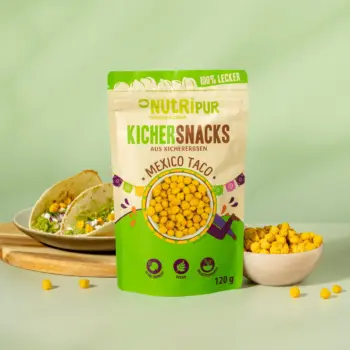 Bild zeigt Verpackung der Kichererbsen Mexiko Snacks und Tacos