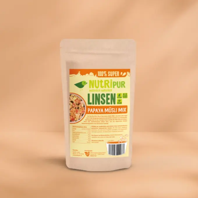 Hier ist ein Produktbild des High-Protein Papaya-Müsli von NutriPur