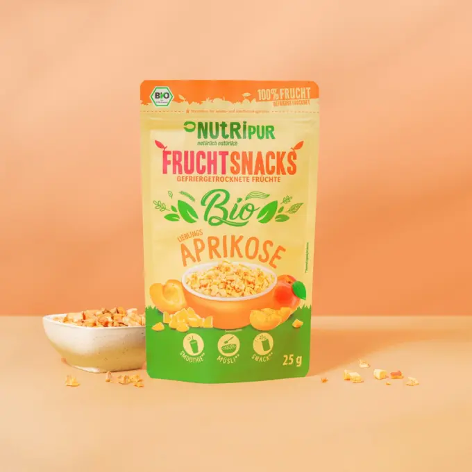 Hier ist ein Produktbild der gefriergetrockneten Bio-Aprikosen von NutriPur