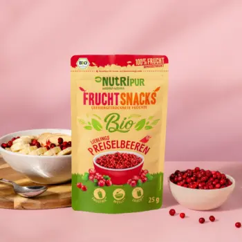 Hier ist ein Produktbild der gefriergetrockneten Bio-Preiselbeeren von NutriPur