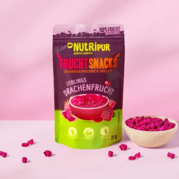 Hier ist ein Produktbild der gefriergetrockneten Drachenfrüchte von NutriPur