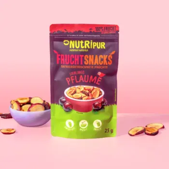 Hier ist ein Produktbild der gefriergetrockneten Pflaumen von Nutripur