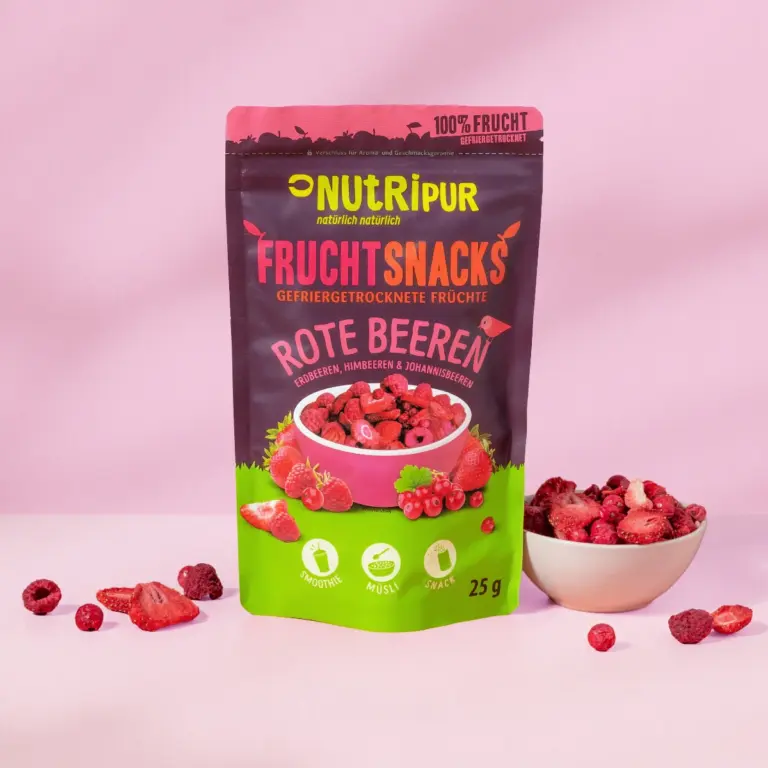 Hier ist ein Produktbild der gefriergetrockneten roten Beeren von Nutripur