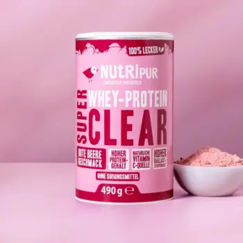 Hier ist ein Produktbild des SuperClear Proteinpulvers Red Berry