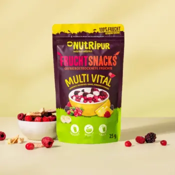 Hier ist ein Produktbild des gefriergetrockneten Fruchtmix "Multi Vital" von Nutripur