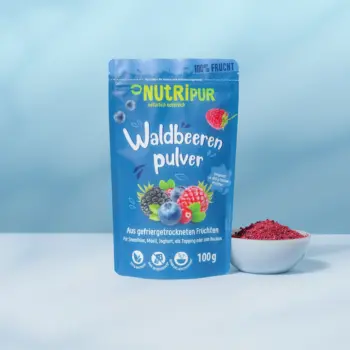 Hier ist ein Produktbild des gefriergetrockneten Fruchtpulvers Waldbeere von Nutripur