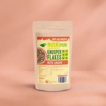 Hier ist ein Produktbild der rote Linsen-Knusperflakes von Nutripur