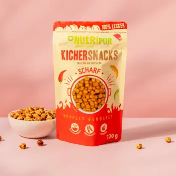 Produktbild der runden Kichererbsen-Snacks scharf von NutriPur