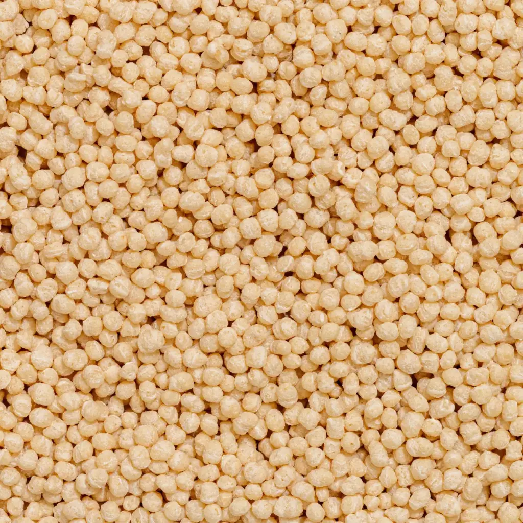 Ein Bild zeigt eine Makroaufnahme High-Protein Soja-Crispies von NutriPur