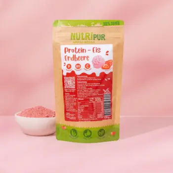 Hier ist ein Produktbild des NutriPur Eispulvers für Protein-Eis Erdbeere