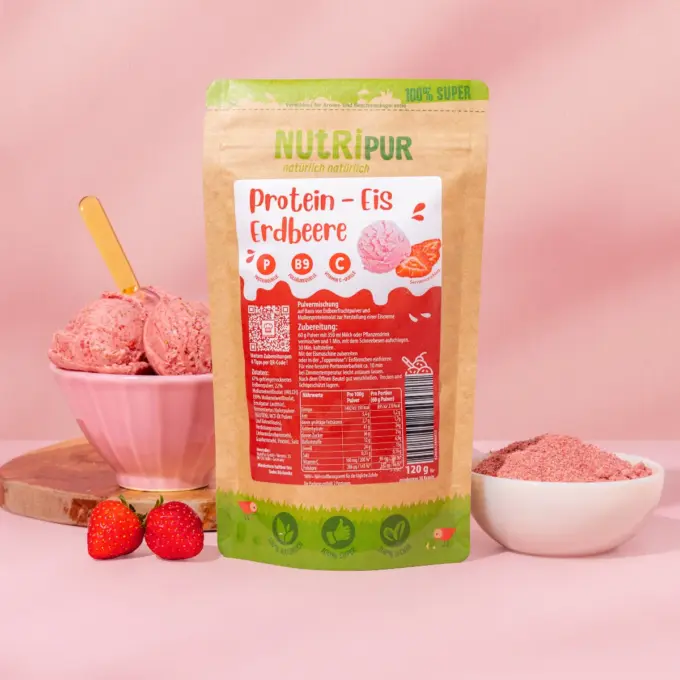 Bild zeigt Schalen mit Eis aus Protein-Eispulver