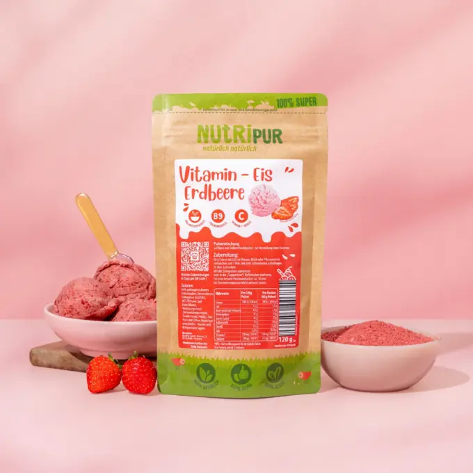 Bild zeigt Schalen mit Eis aus Vitamin-Eispulver
