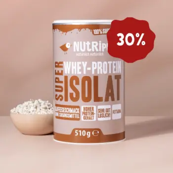 Hier ist ein Produktbild des Super Isolat Whey Proteinpulvers Kaffee- 30% Rabatt