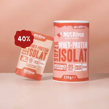 Hier ist ein Bild der von NutriPur zum Kauf angebotenen Variante des Super Isolat Whey Proteinpulvers Zimt